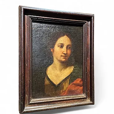 Painting of female face with contemporary frame, 17th century
