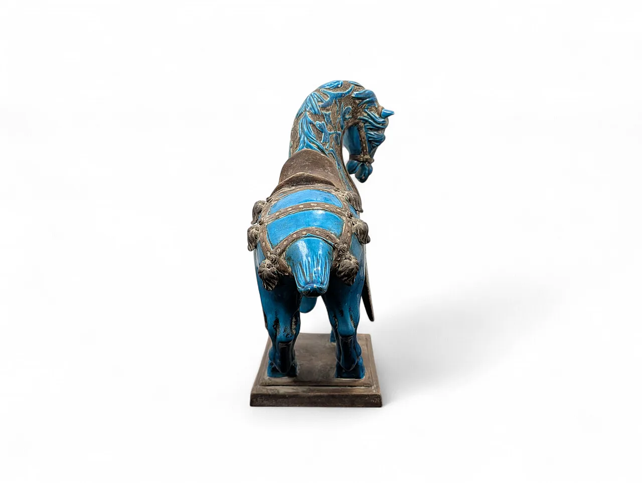 Scultura cavallo in ceramica invetriata, XX secolo 4