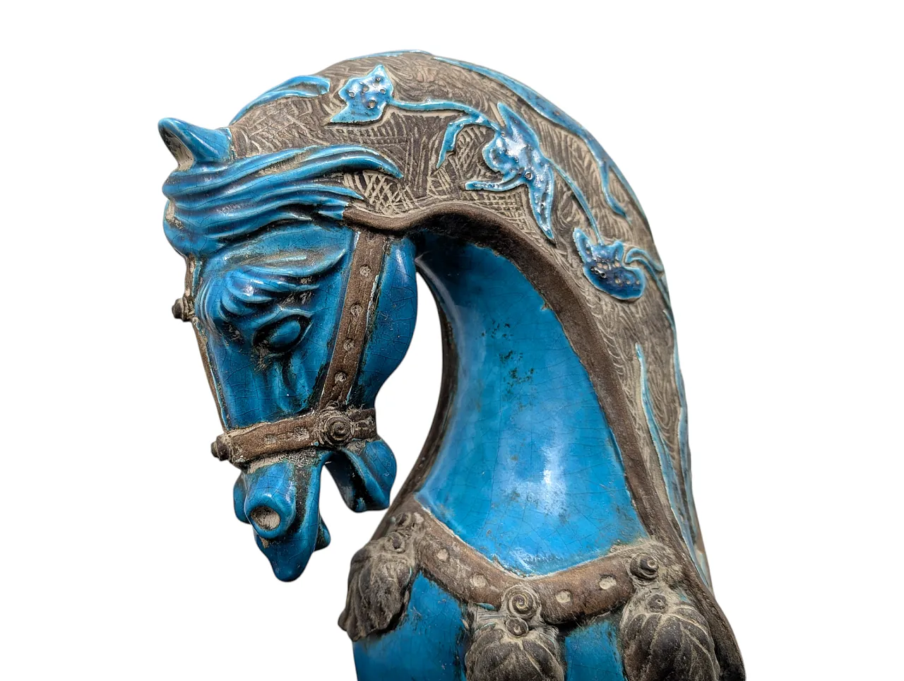 Scultura cavallo in ceramica invetriata, XX secolo 5