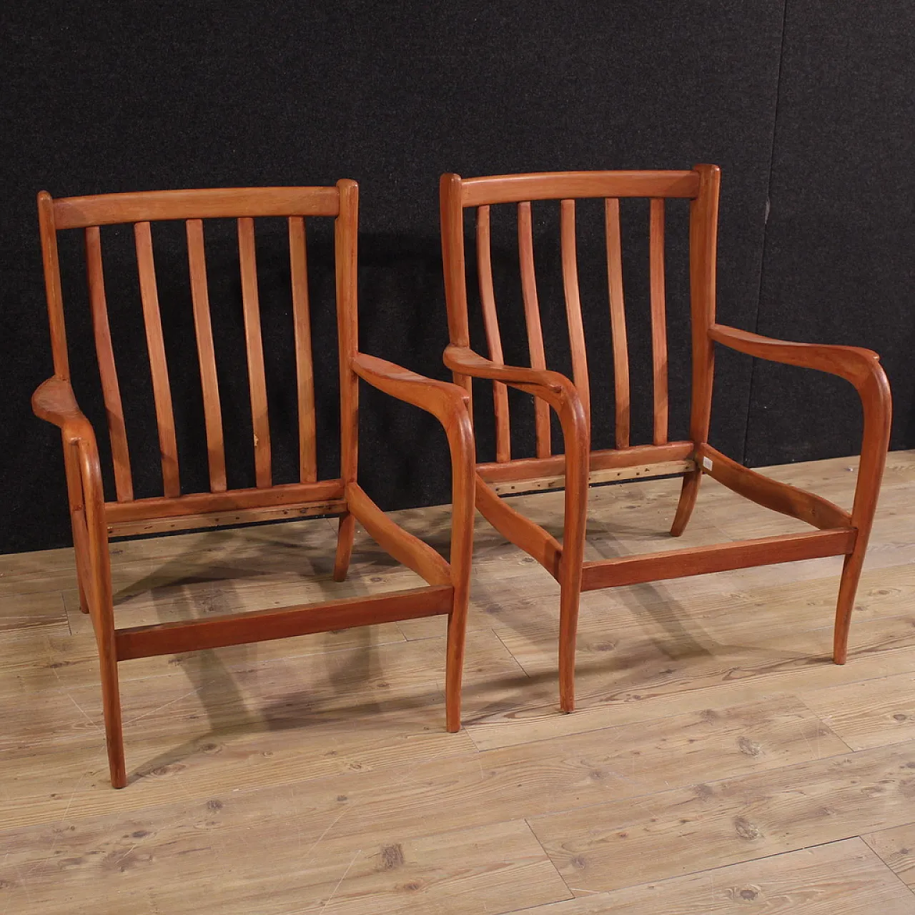 Pair of Italian armchairs in Paolo Buffa style, 1970s 1
