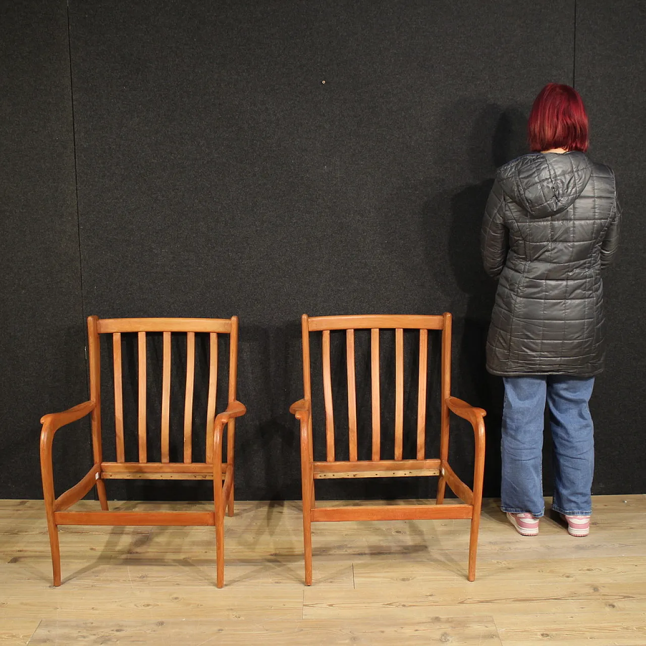 Pair of Italian armchairs in Paolo Buffa style, 1970s 2