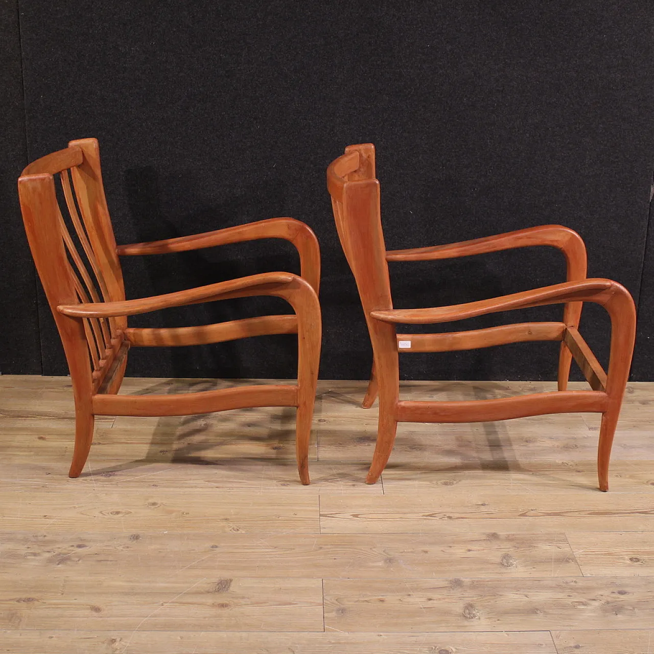 Pair of Italian armchairs in Paolo Buffa style, 1970s 3