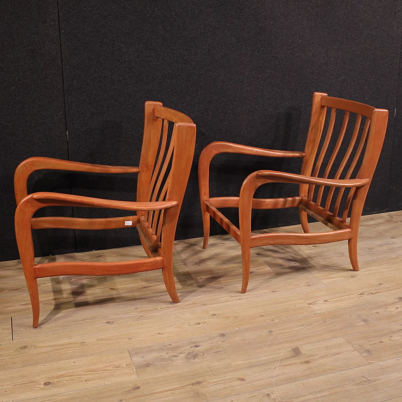 Pair of Italian armchairs in Paolo Buffa style, 1970s 6