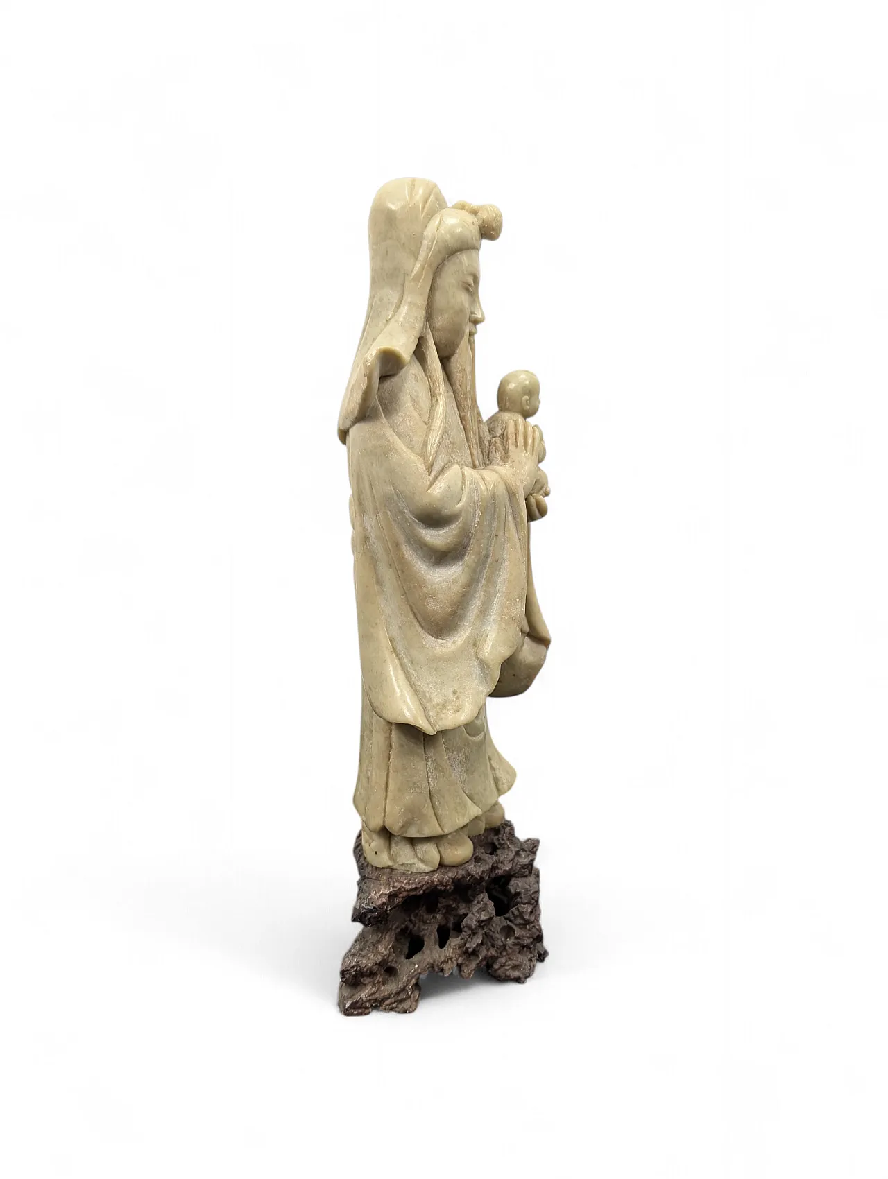 Statua orientale in pietra saponaria Fu Xing, anni 60-70 2