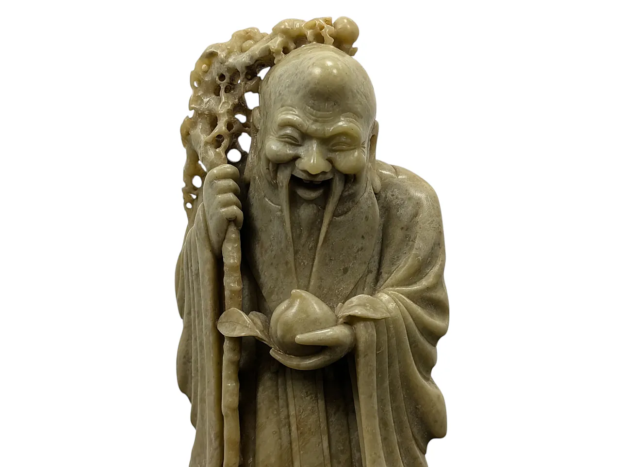 Statua in pietra saponaria di Shoulao dio della longevità, XX secolo 9
