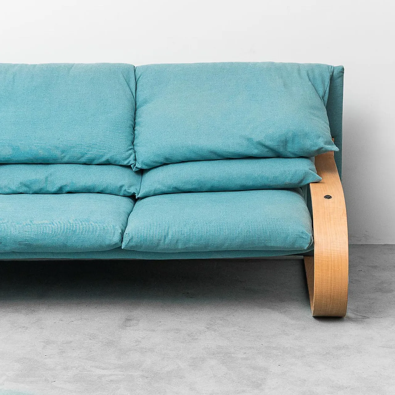 3-seater sofa in light blue fabric in Alvar Aalto style, 1970s 2