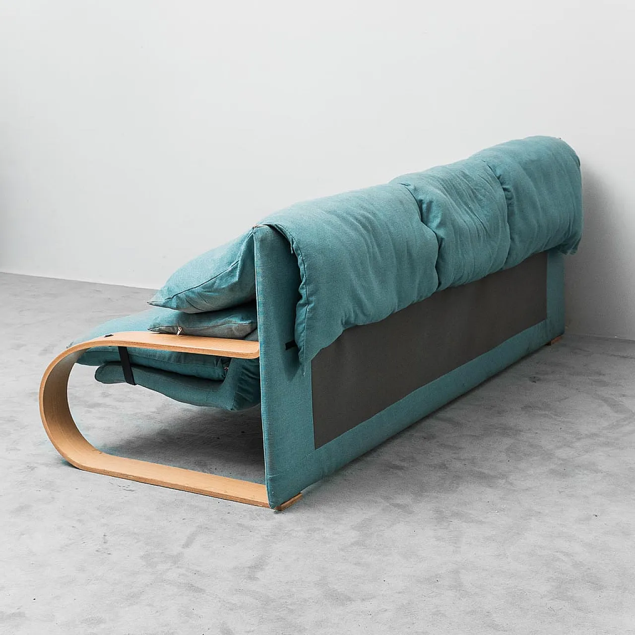 3-seater sofa in light blue fabric in Alvar Aalto style, 1970s 6