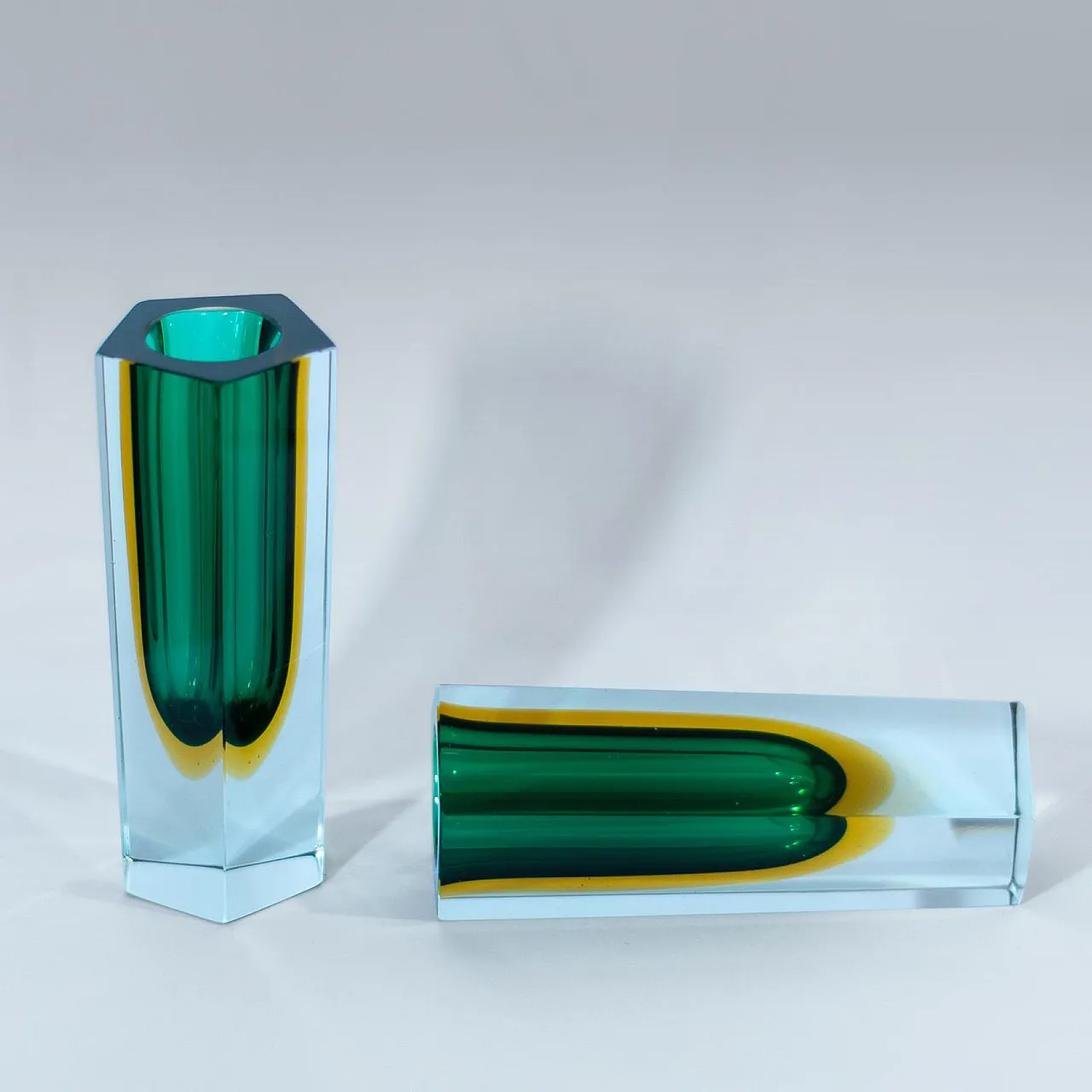 Pair of Murano glass vases "Sommerso", Flavio Poli, Italy 1