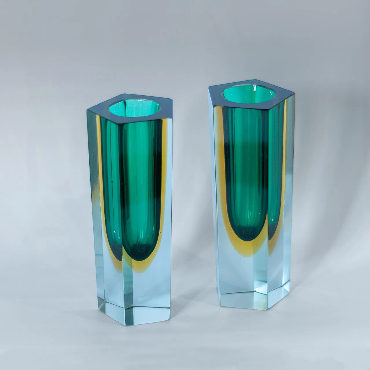 Pair of Murano glass vases "Sommerso", Flavio Poli, Italy 3