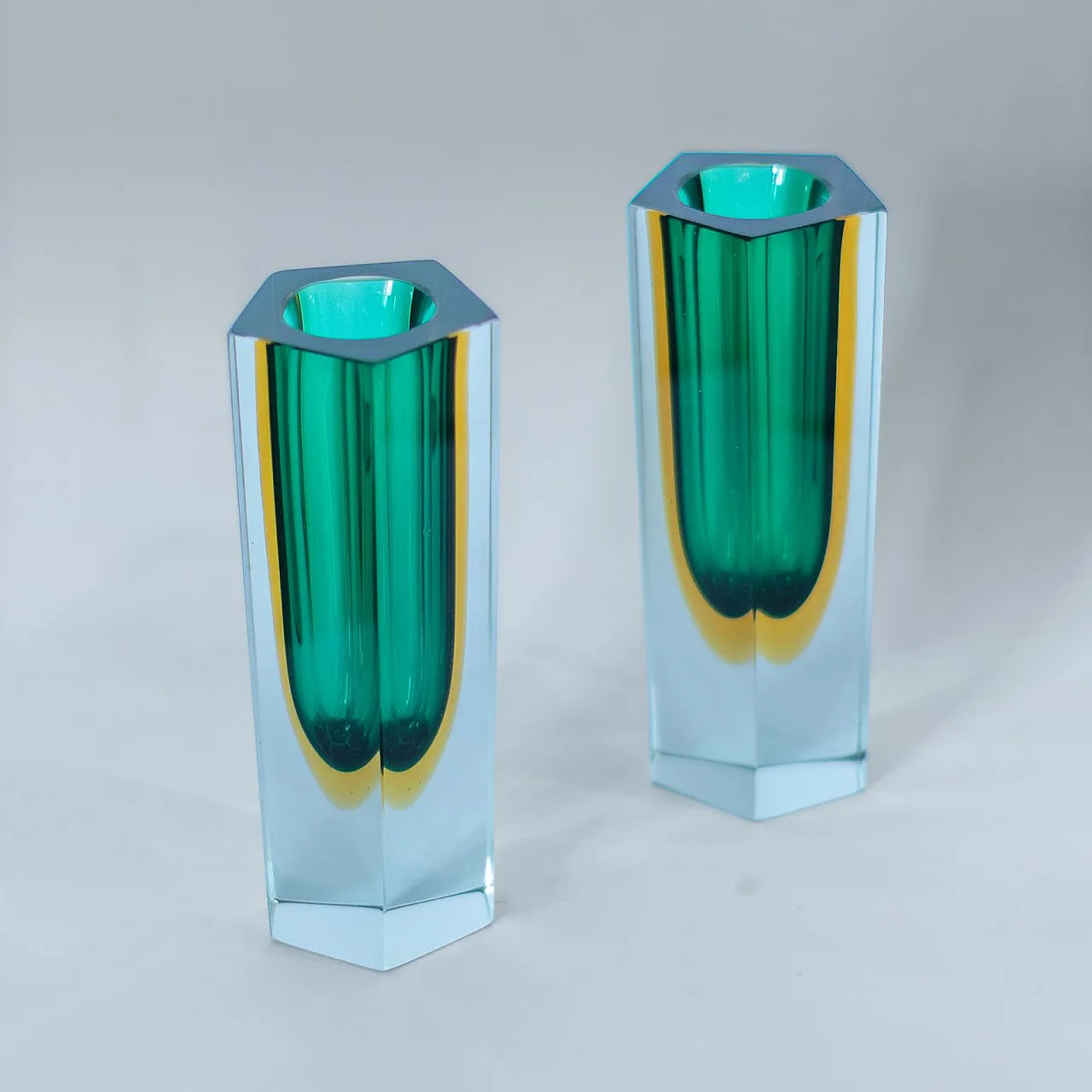 Pair of Murano glass vases "Sommerso", Flavio Poli, Italy 4