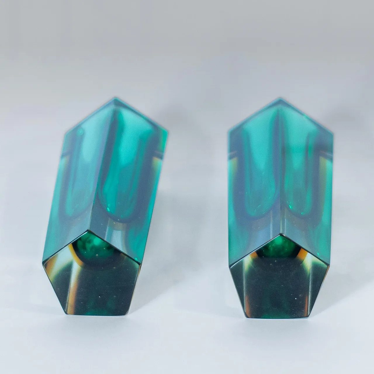 Pair of Murano glass vases "Sommerso", Flavio Poli, Italy 7
