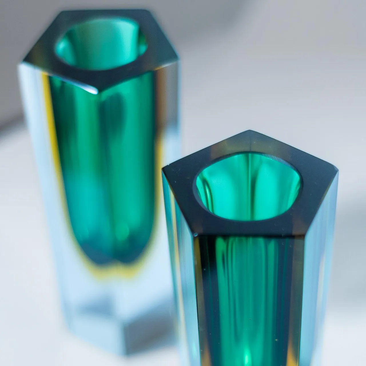 Pair of Murano glass vases "Sommerso", Flavio Poli, Italy 11