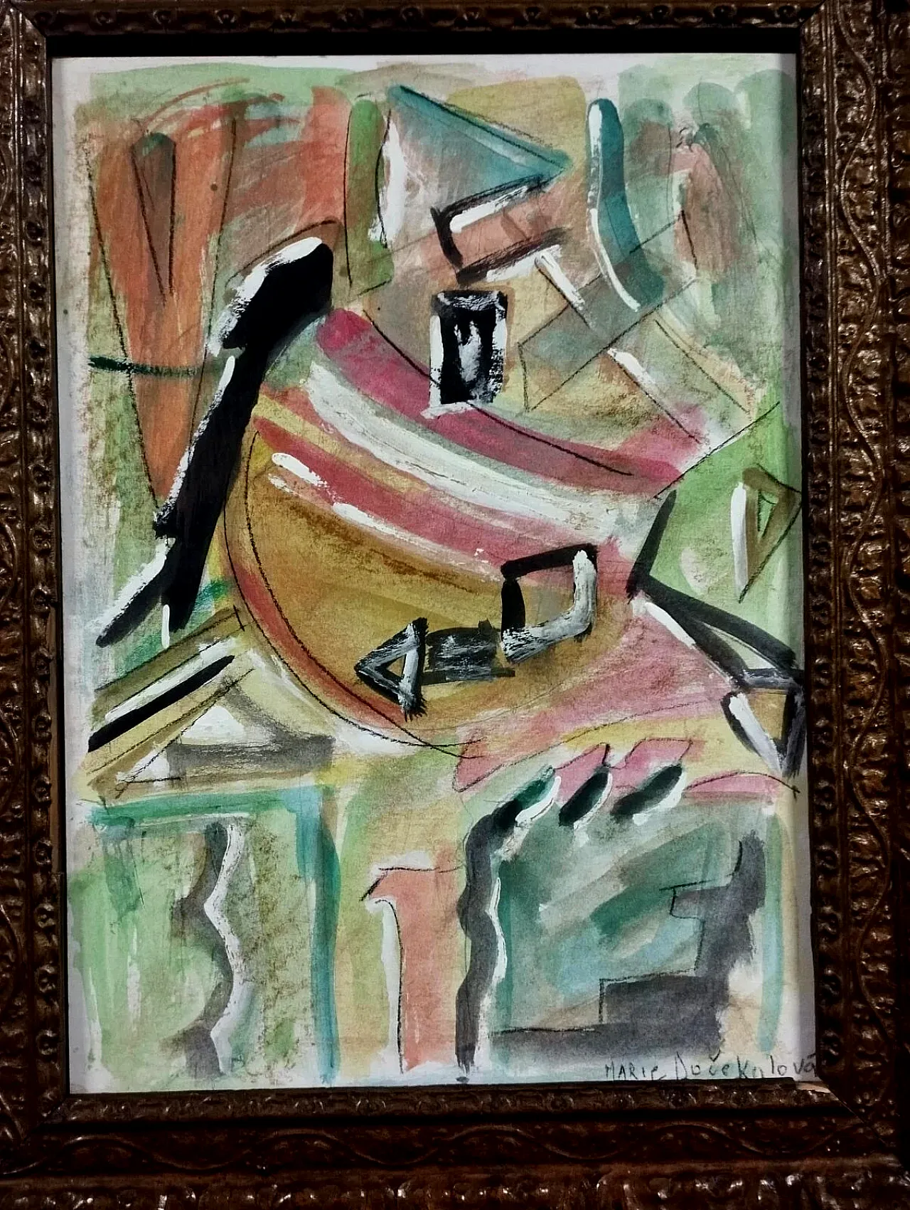 Abstract work by M.Dočekalová-Syslová, mixed media, 20th century 3