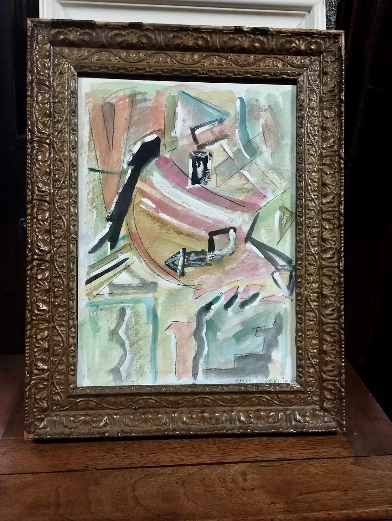 Abstract work by M.Dočekalová-Syslová, mixed media, 20th century 7