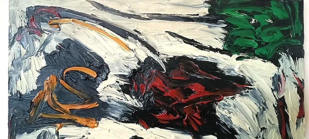 Abstract painting, oil on canvas by Simone Ciani, 1990s 5