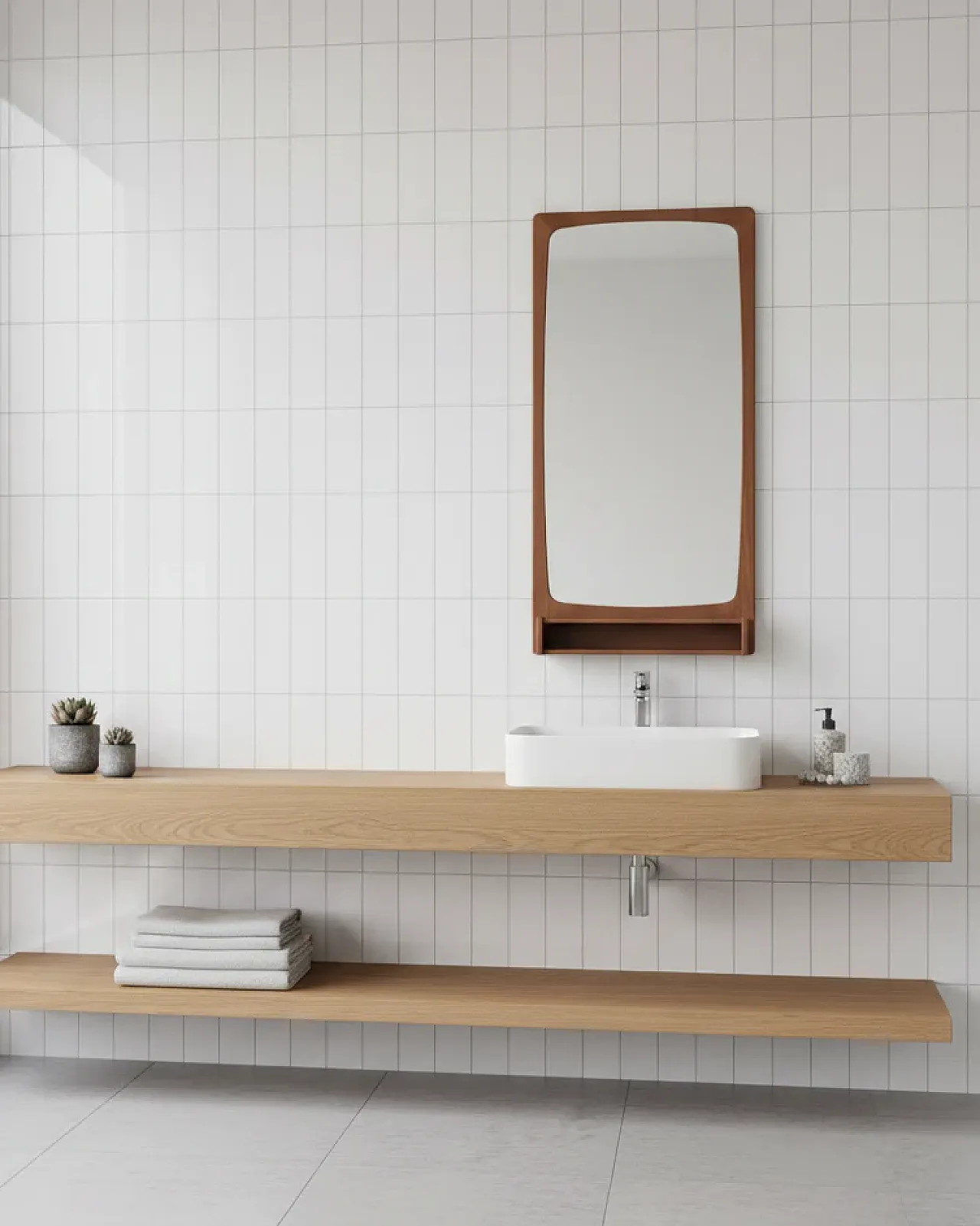 Specchio danese con base, anni '50 4