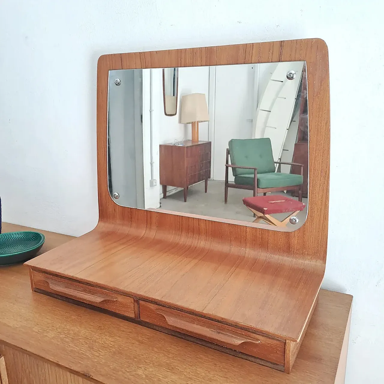 Specchio sospeso di Johannes Andersen danese teak, anni '50 4