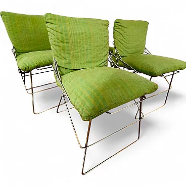 Chairs Sof Sof by Enzo Mari for Driade in steel and fabric, 70s