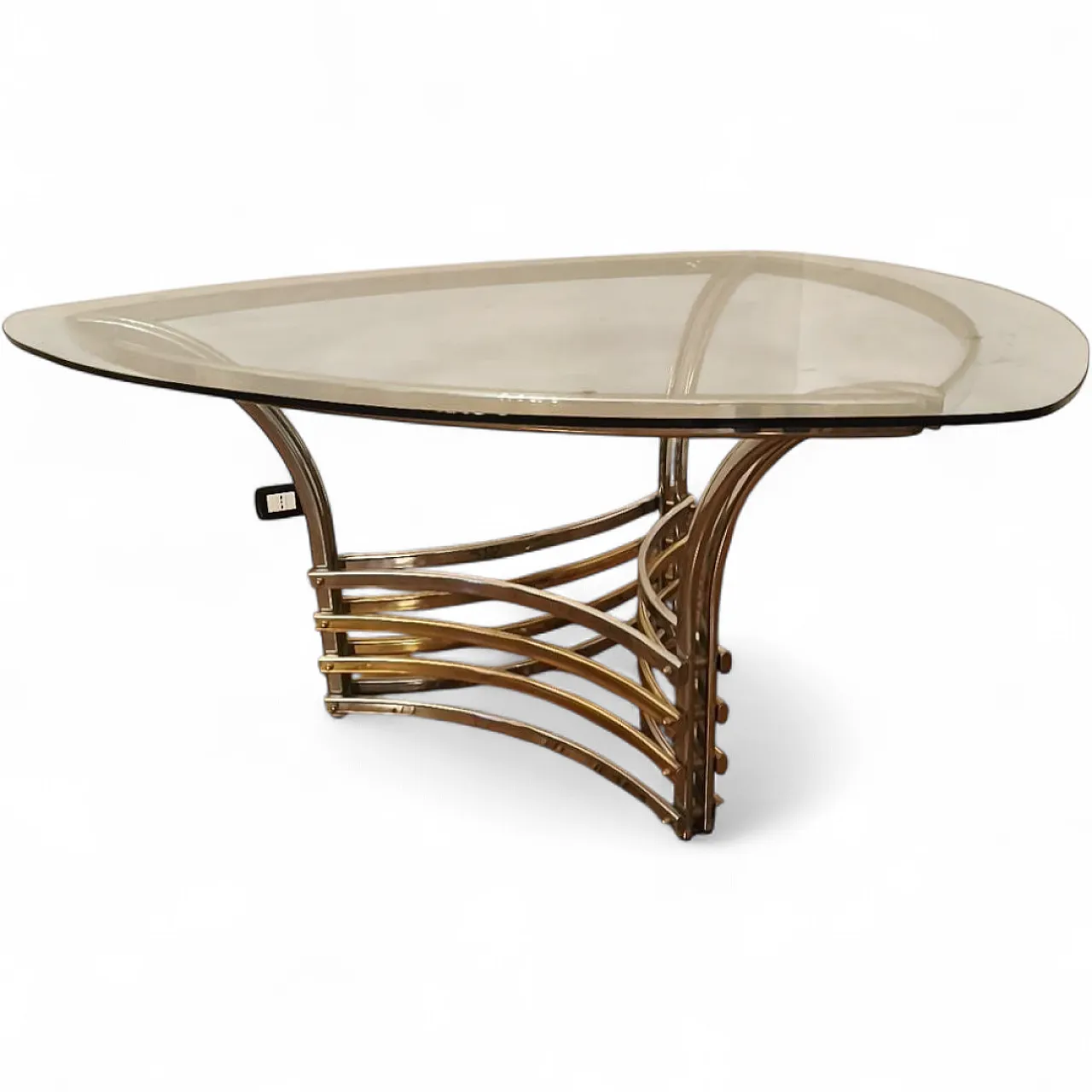 Brass and glass table, 70s 6