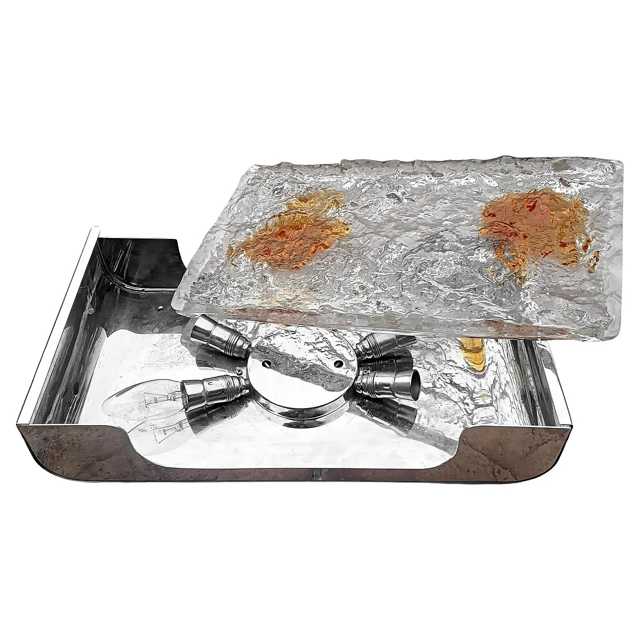 Stone etched glass lamp by Venini, 1970s 3