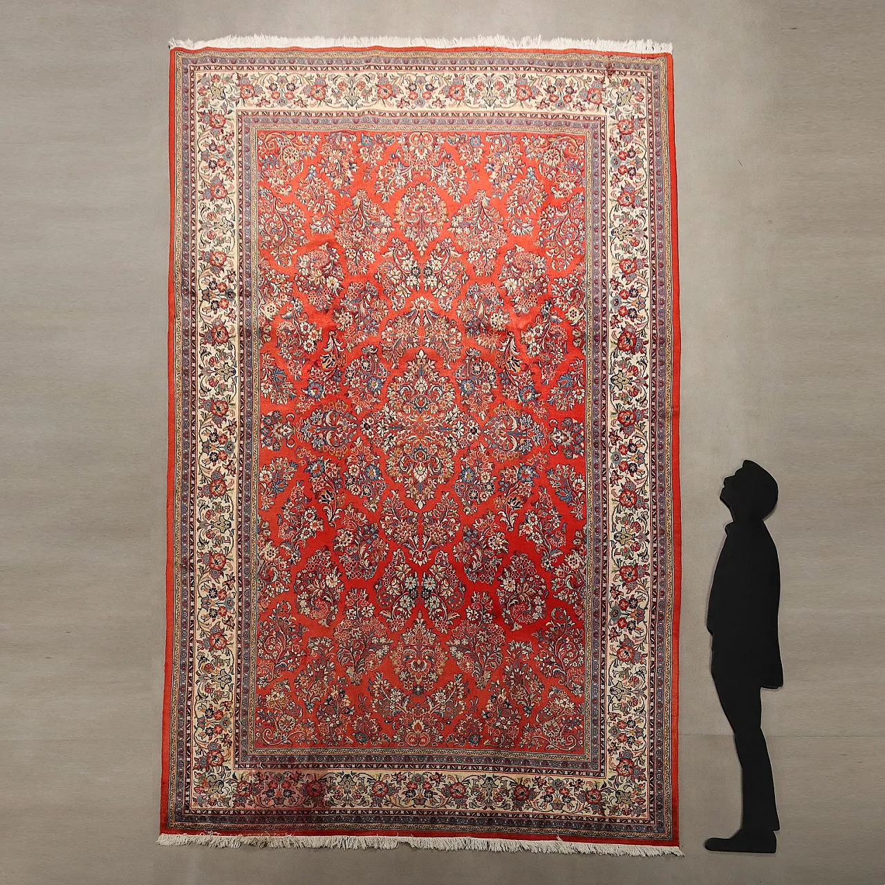 Tappeto Saruk in cotone e lana, nodo grosso, realizzato a mano, '900 2