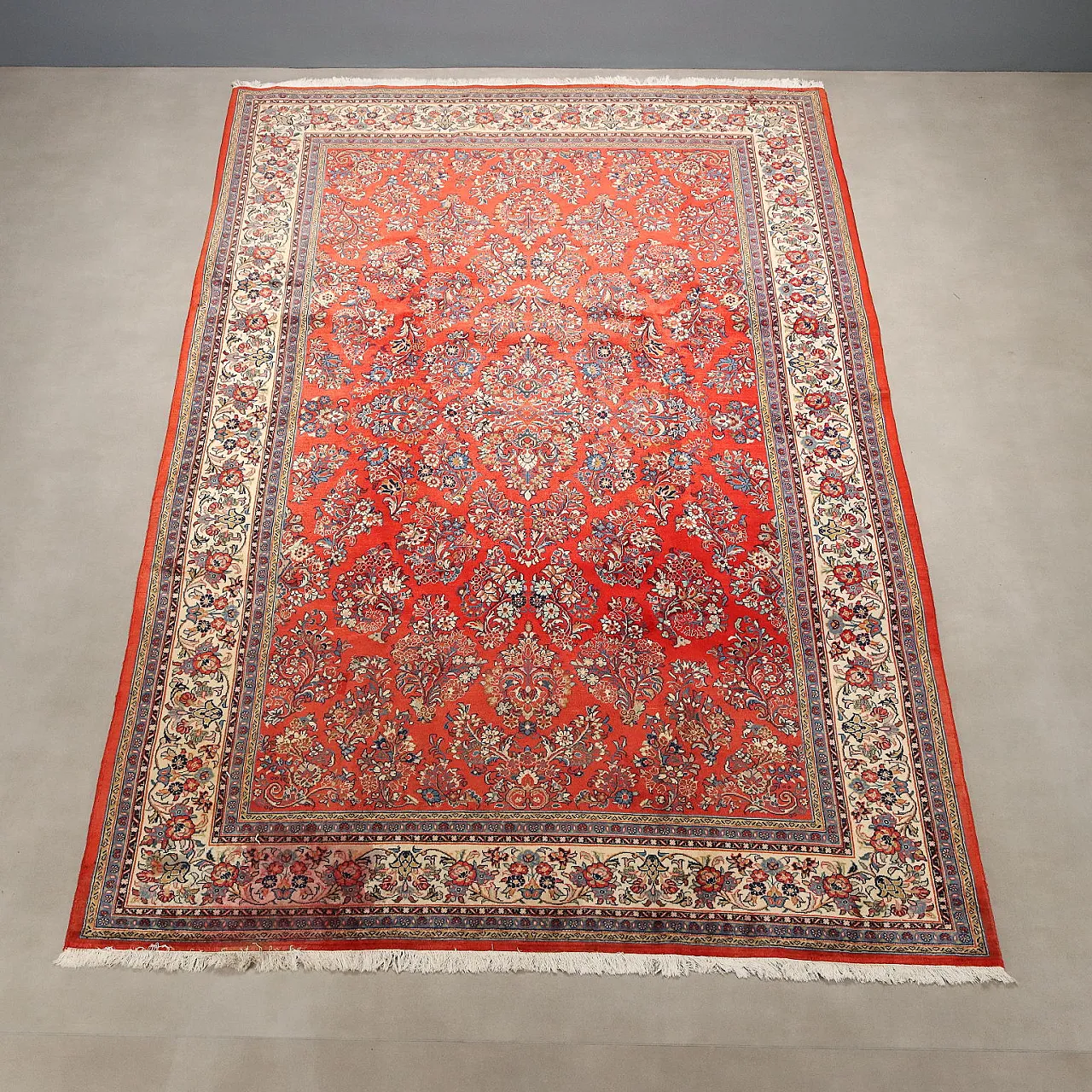 Tappeto Saruk in cotone e lana, nodo grosso, realizzato a mano, '900 3