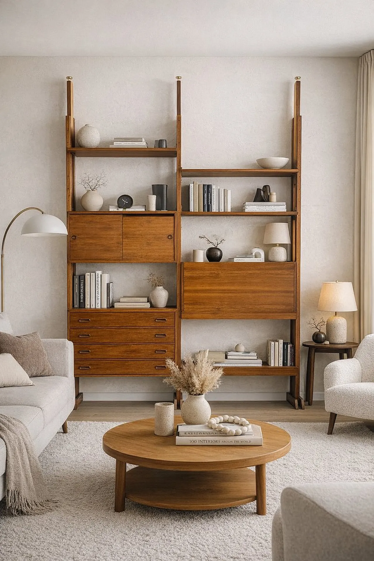 Modular wooden bookcase, Italy, 1960s 1