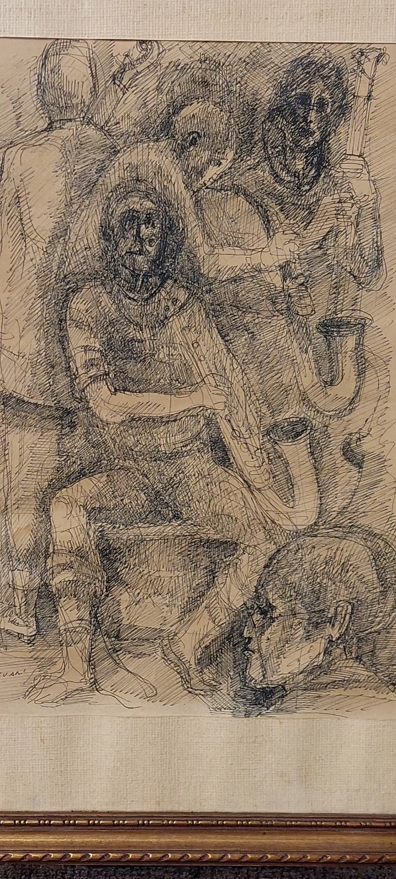 Figure di Angelo Canevari, disegno a china su carta, anni '60 6
