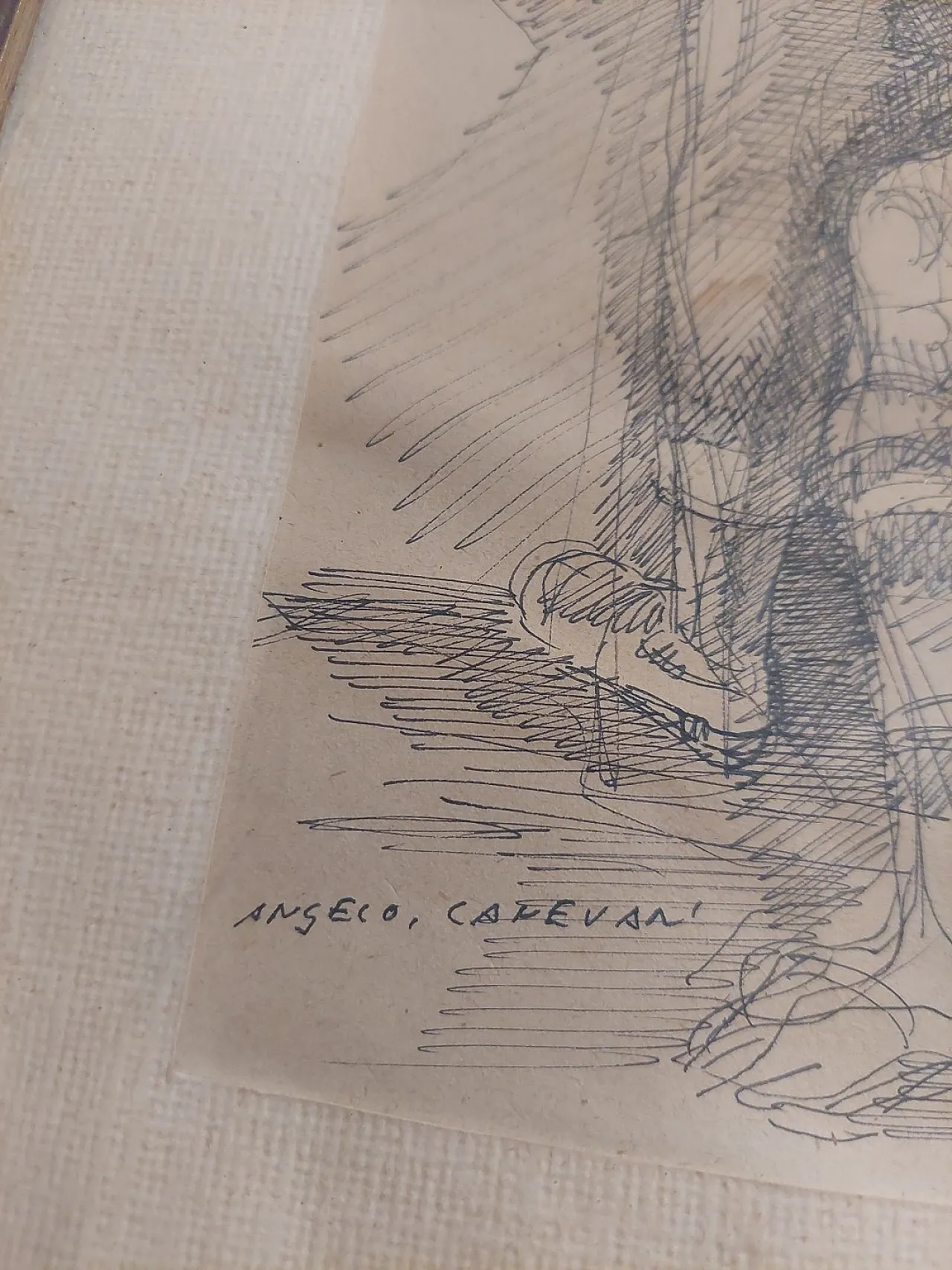 Figure di Angelo Canevari, disegno a china su carta, anni '60 8