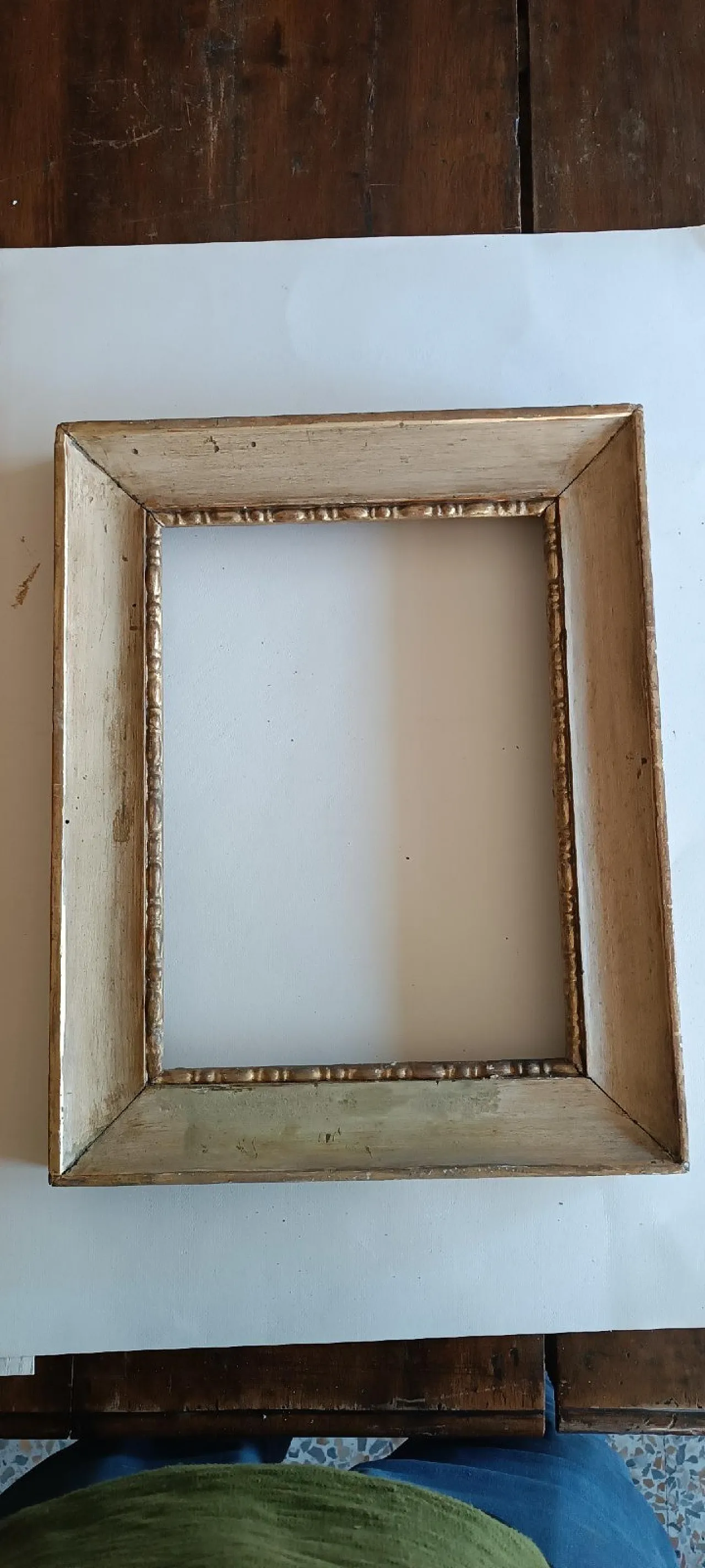 Empire frame in lacquered and gilded wood, early 19th century 2