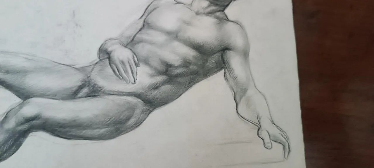 Nudo virile, disegno a matita su carta, fine '800 6