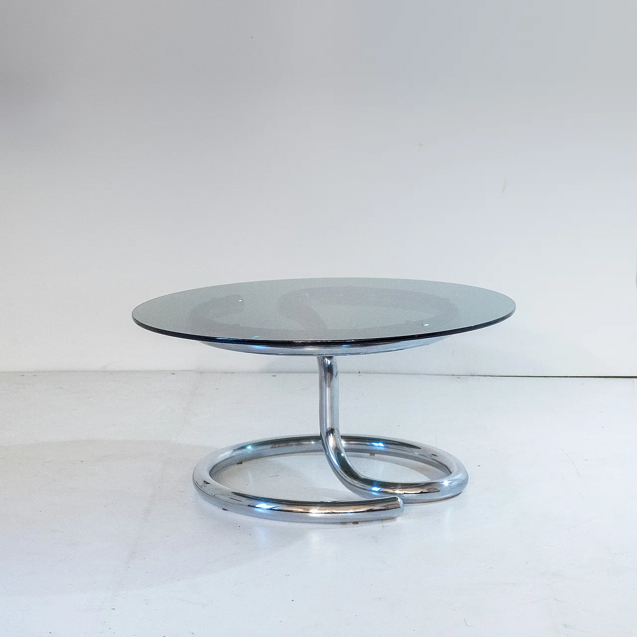 "Cobra" model coffee table by Giotto Stoppino, chromed metal and glass f 2