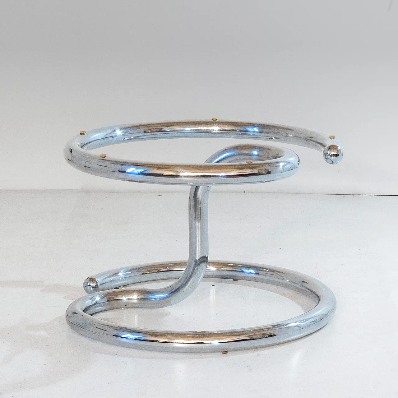 "Cobra" model coffee table by Giotto Stoppino, chromed metal and glass f 9