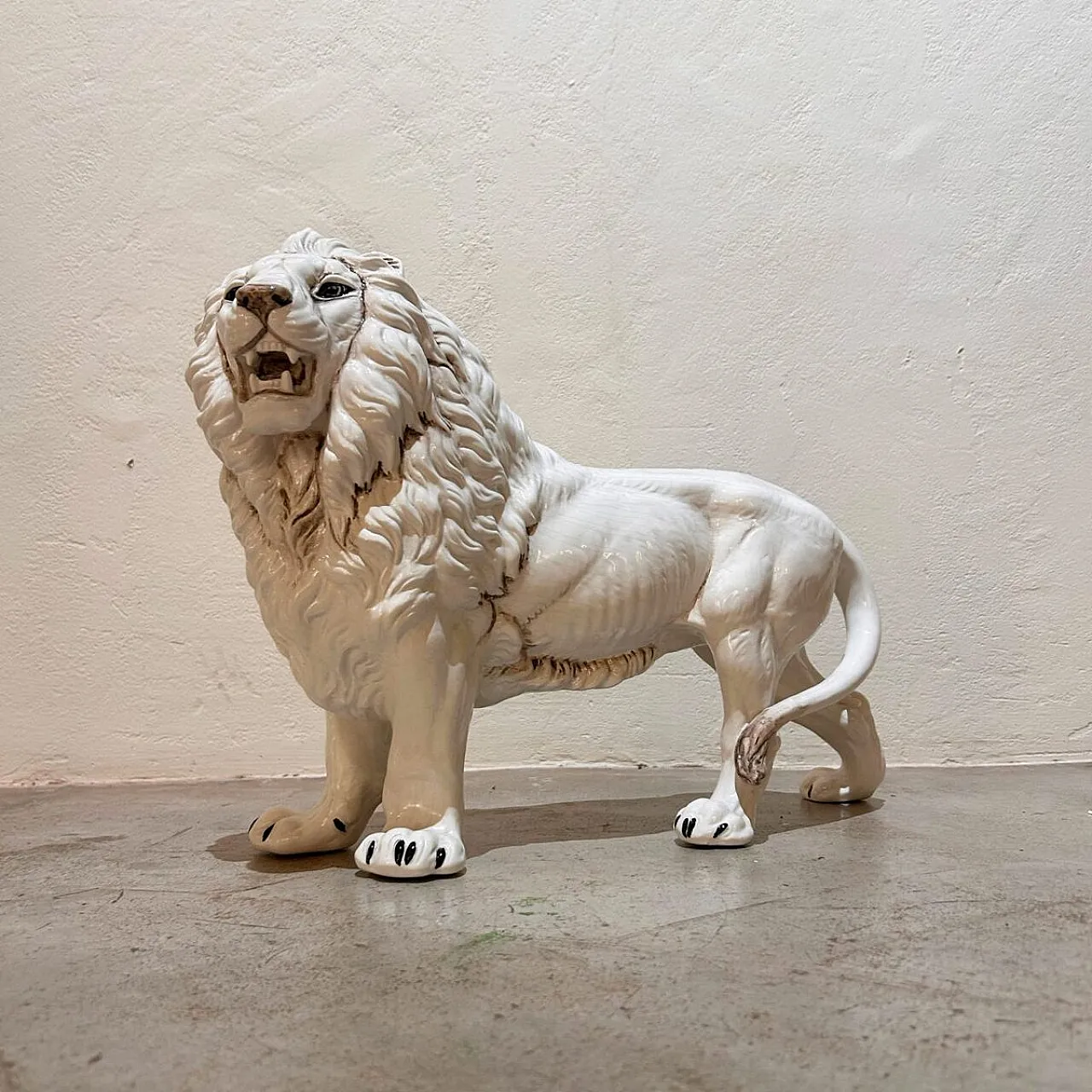 Ceramic roaring lion by Giovanni Ronzan, 1950s 1