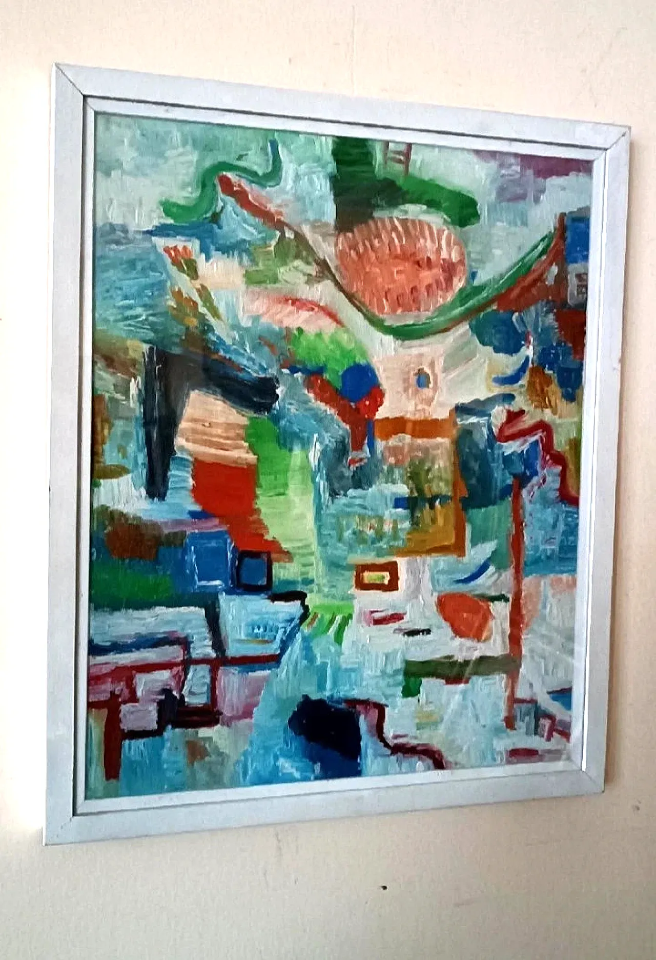 Pittura astratta, olio su tela di Simone Ciani, anni '80 1