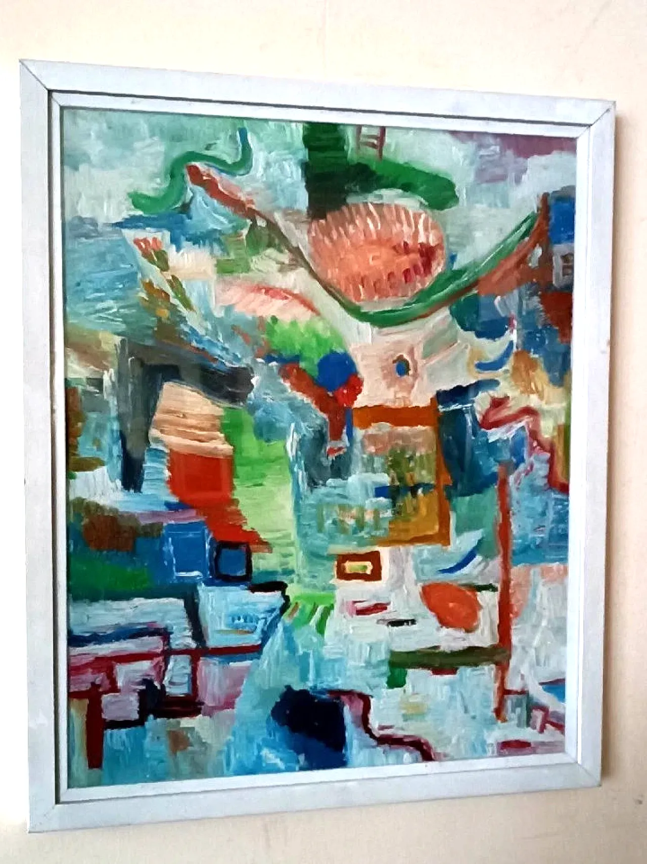 Pittura astratta, olio su tela di Simone Ciani, anni '80 2