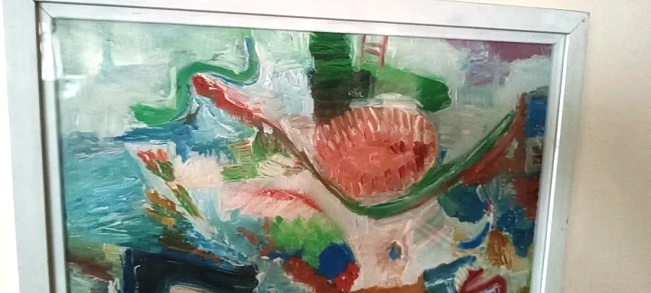 Pittura astratta, olio su tela di Simone Ciani, anni '80 7