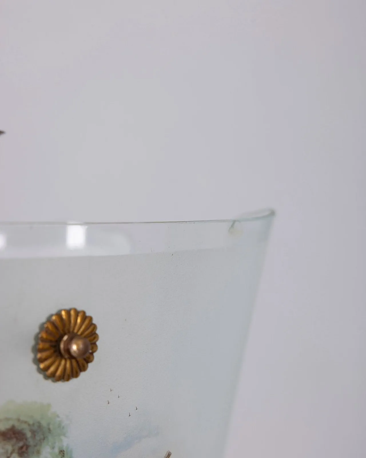 Lampada a sospensione in vetro decorato, anni '50 4