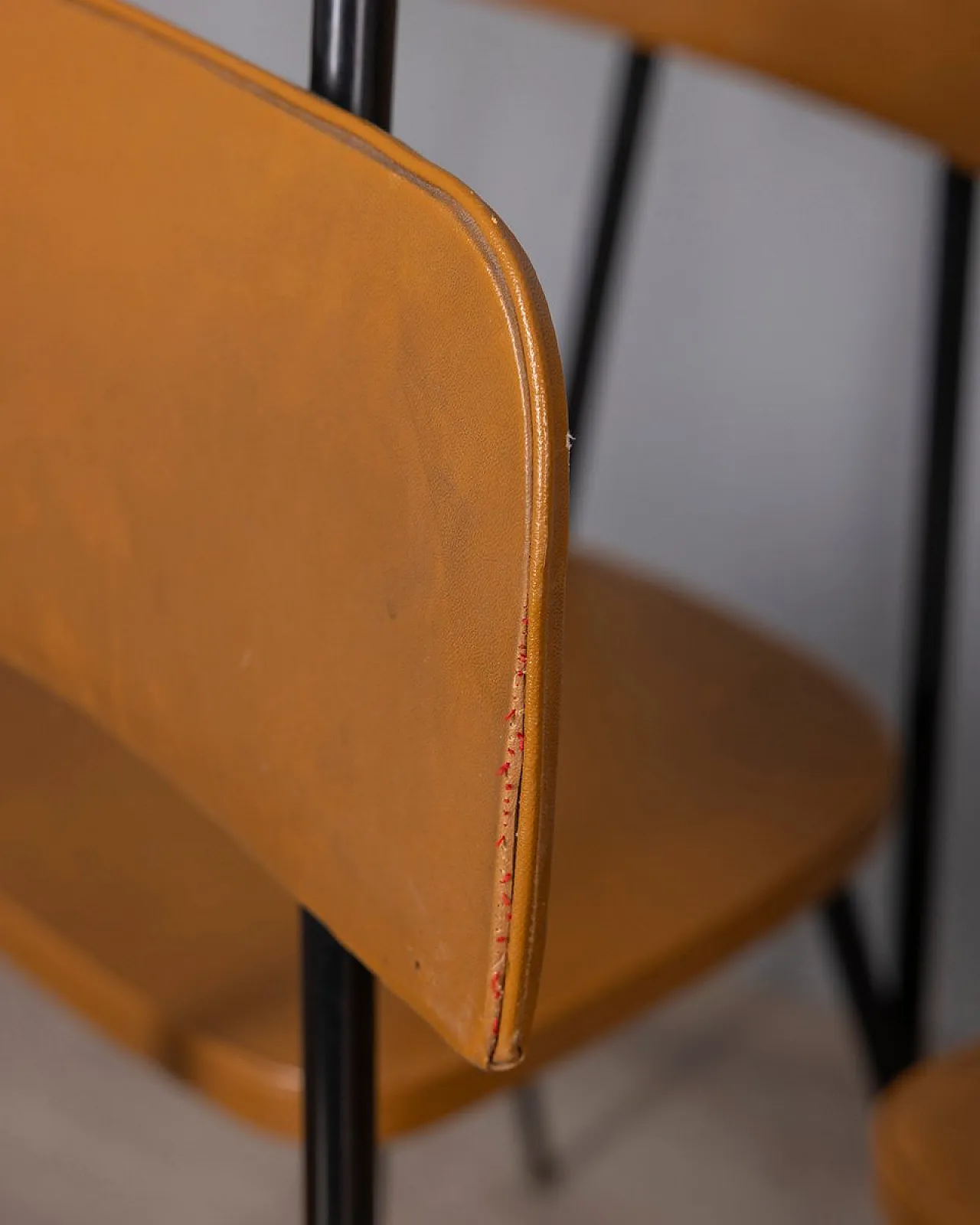 6 Sedie in metallo e pelle, anni '60 5