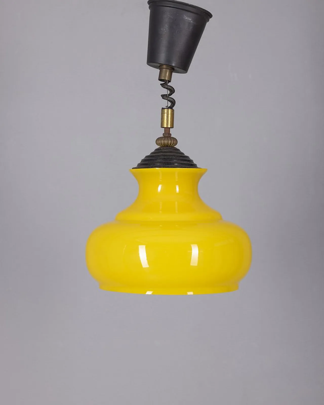 Yellow glass chandelier, 1970s 2