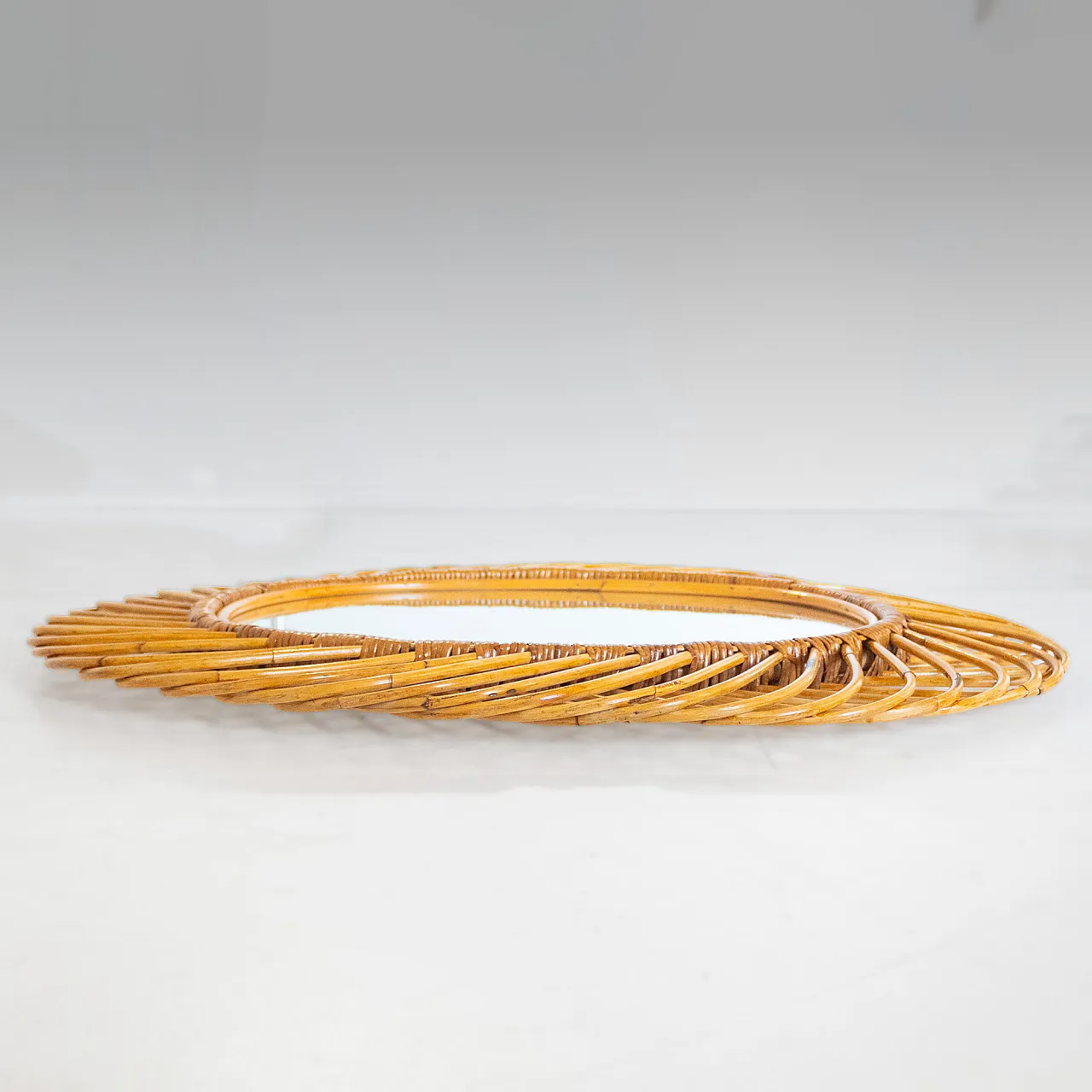 Specchio "Sunburst" nello stile di Bonacina in bamboo, anni '60 12