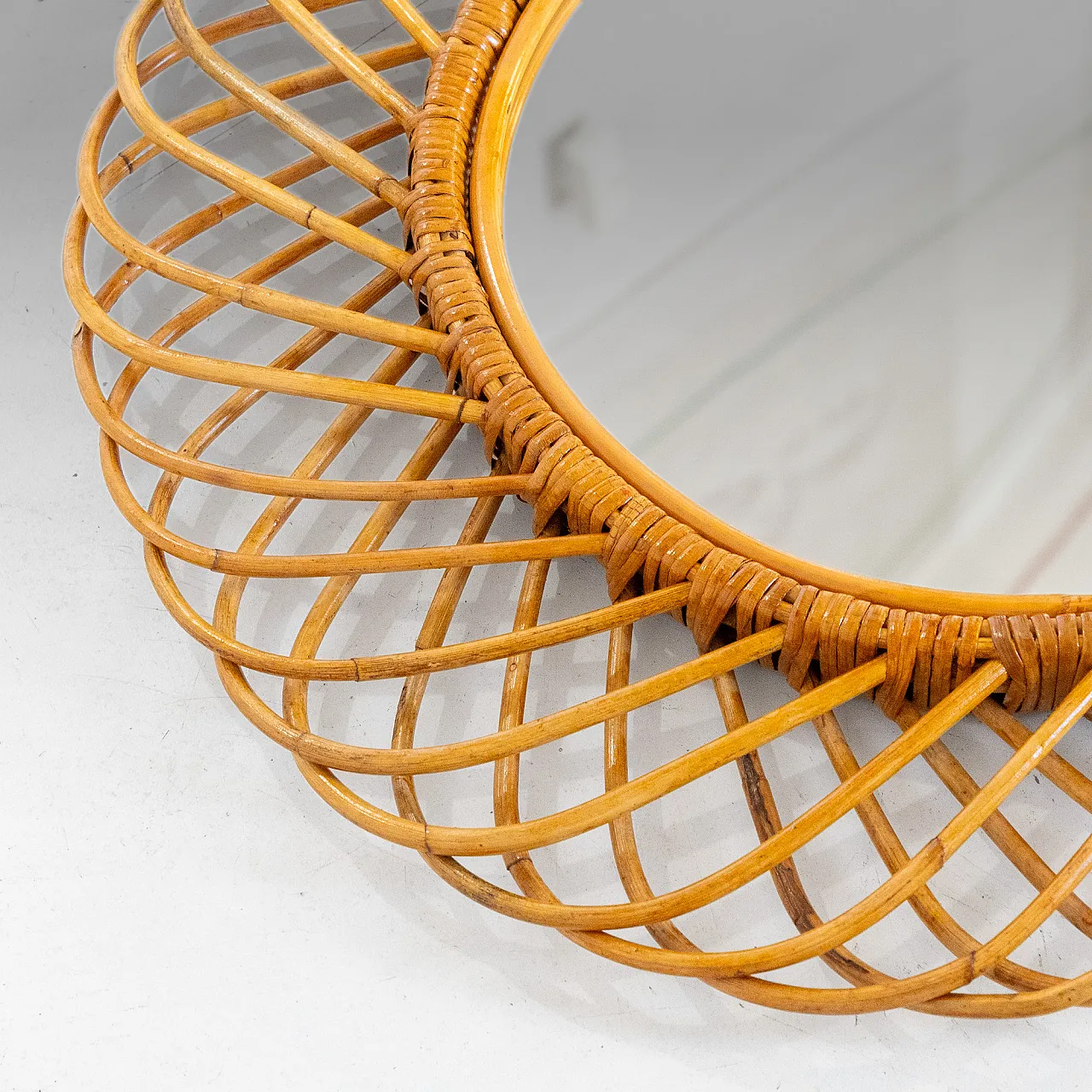 Specchio "Sunburst" nello stile di Bonacina in bamboo, anni '60 16