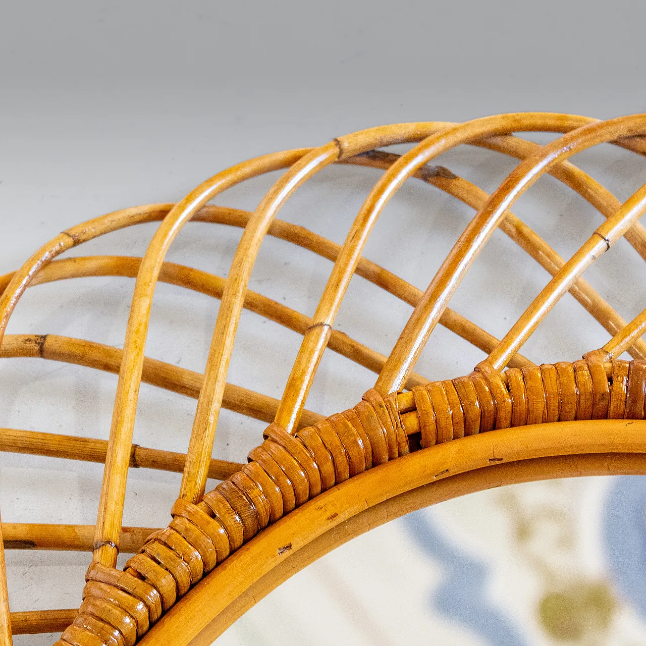 Specchio "Sunburst" nello stile di Bonacina in bamboo, anni '60 17
