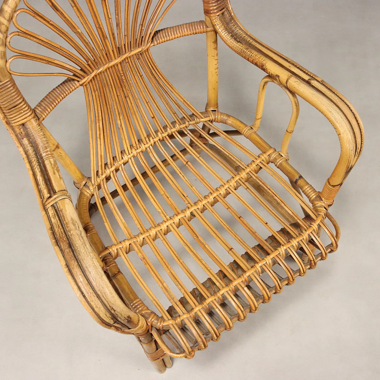 Chair with armrests and high backrest in bamboo, 20th century 7