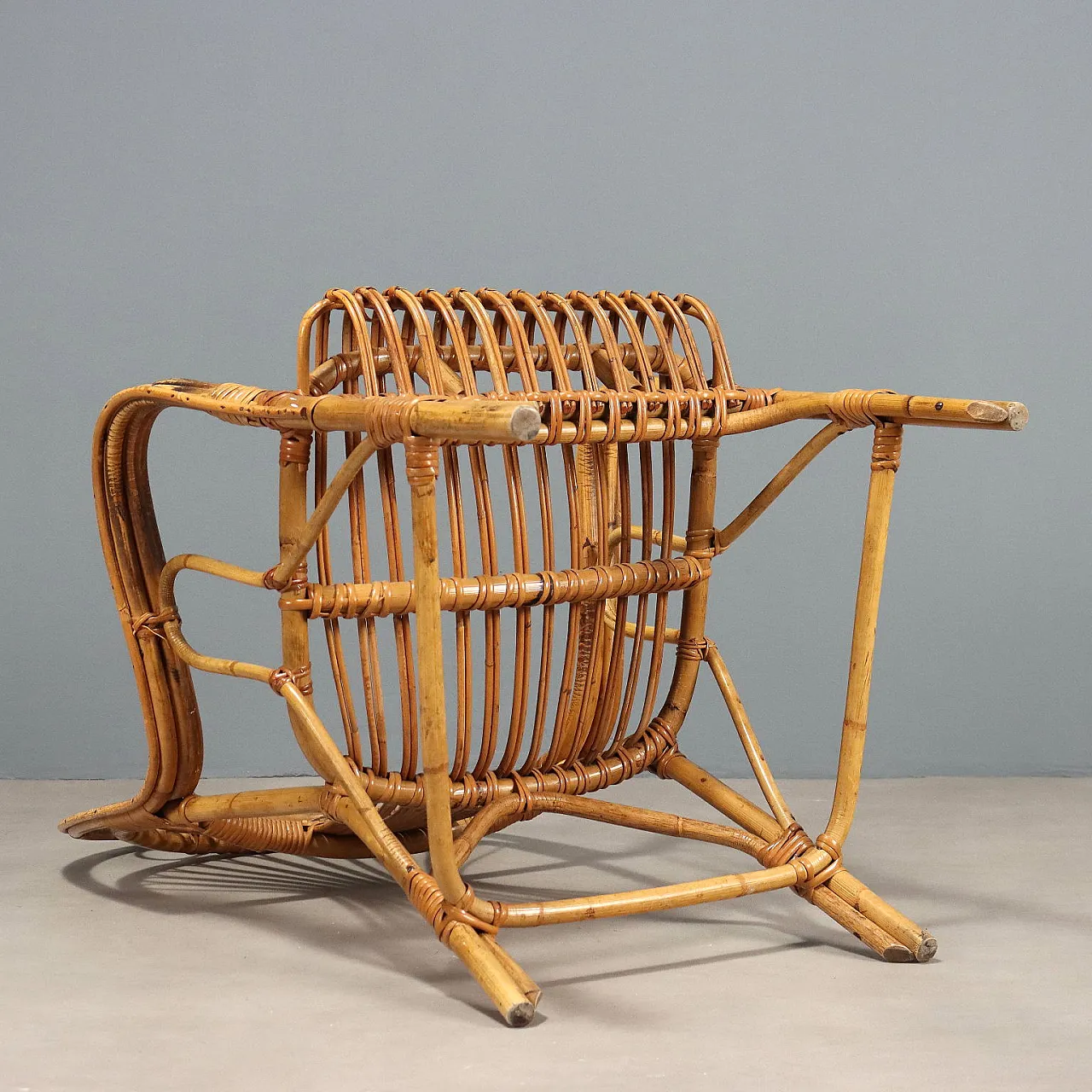 Chair with armrests and high backrest in bamboo, 20th century 9