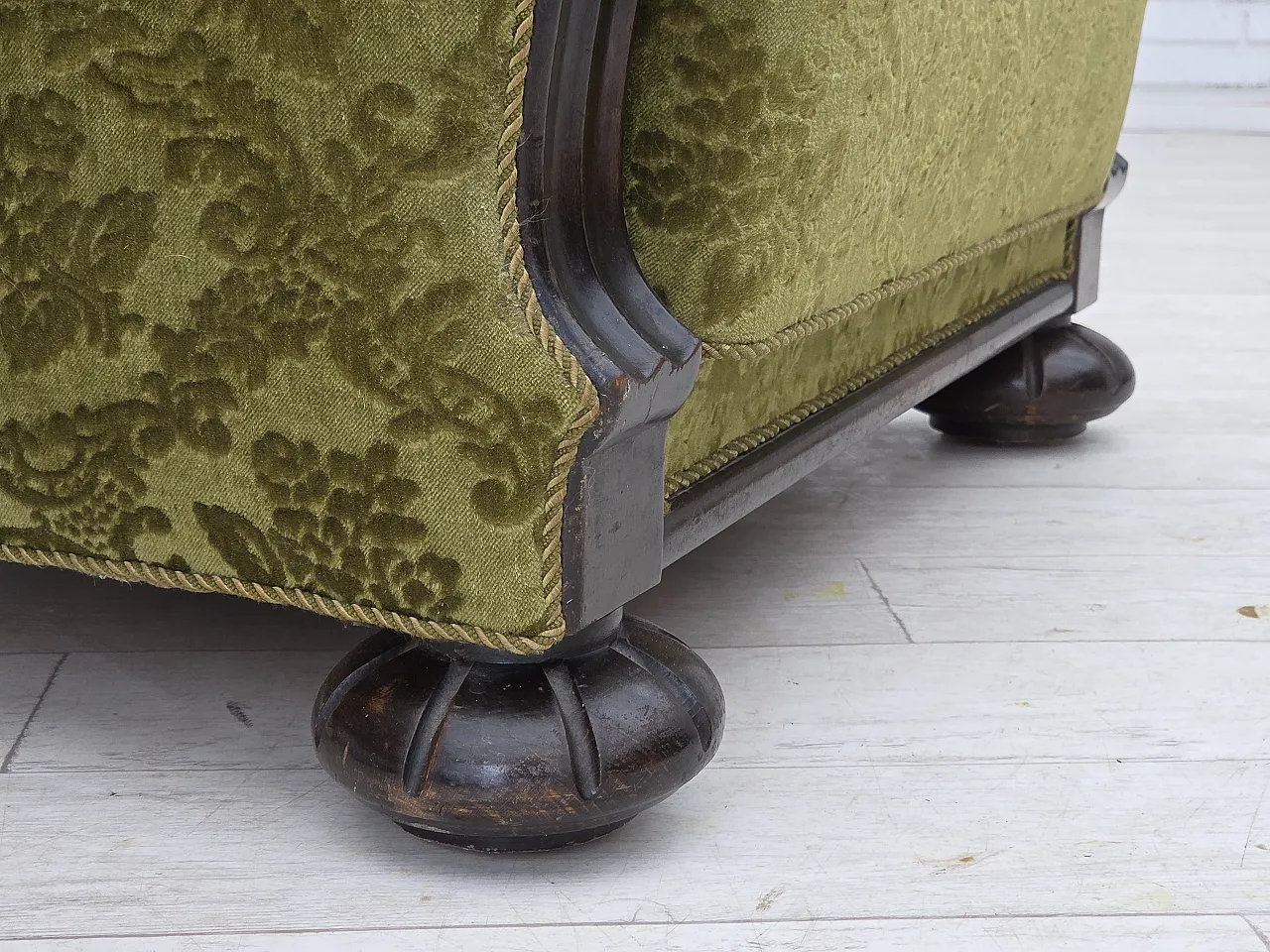 Danish relax chair, velour, oak wood, 1950s 2