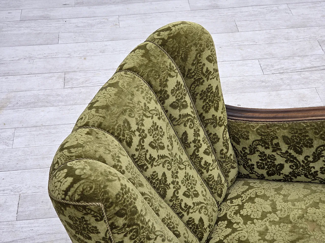 Danish relax chair, velour, oak wood, 1950s 3