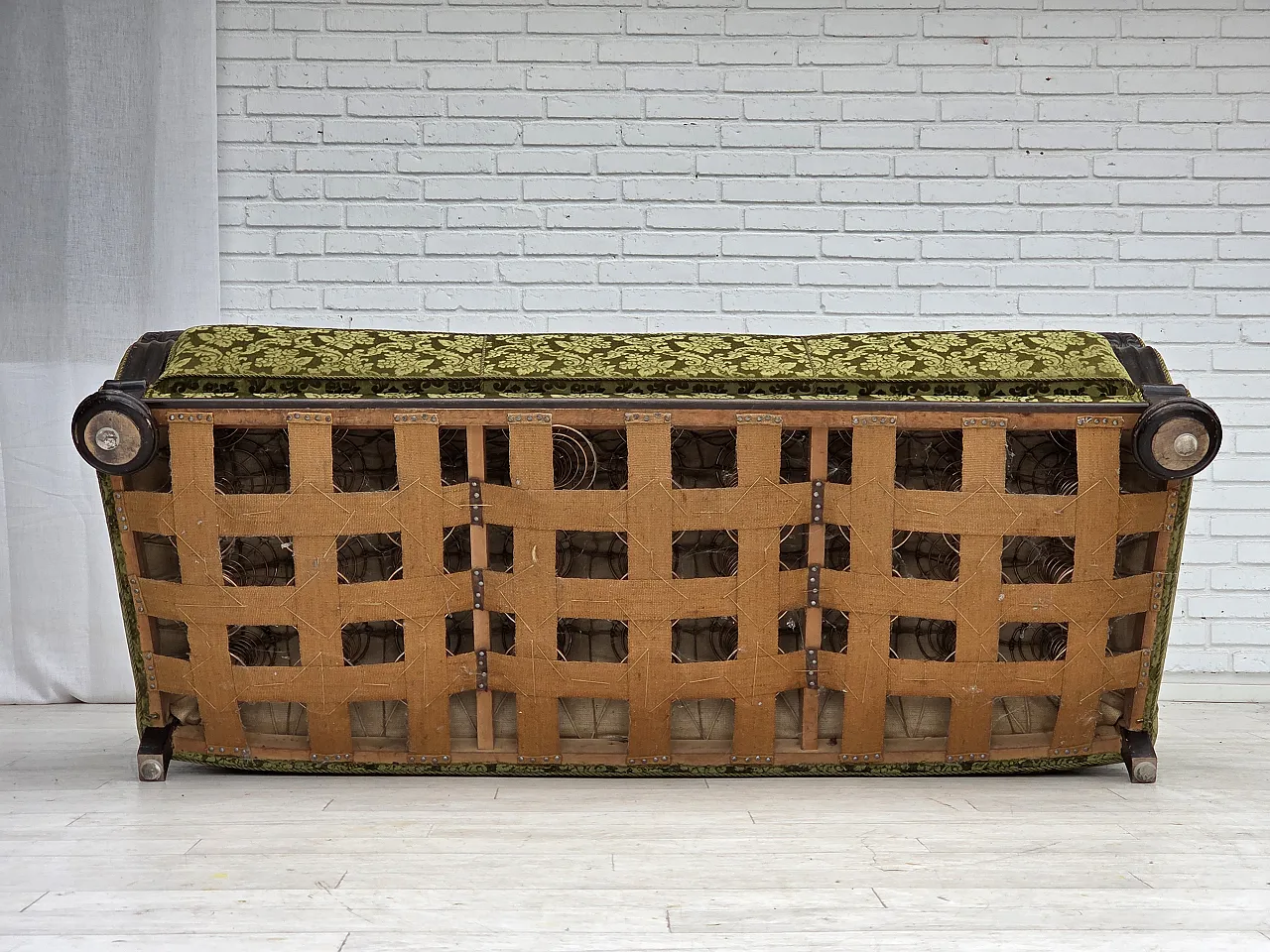 Danish 3-seater sofa, velour, carved oak wood, 1960s 19