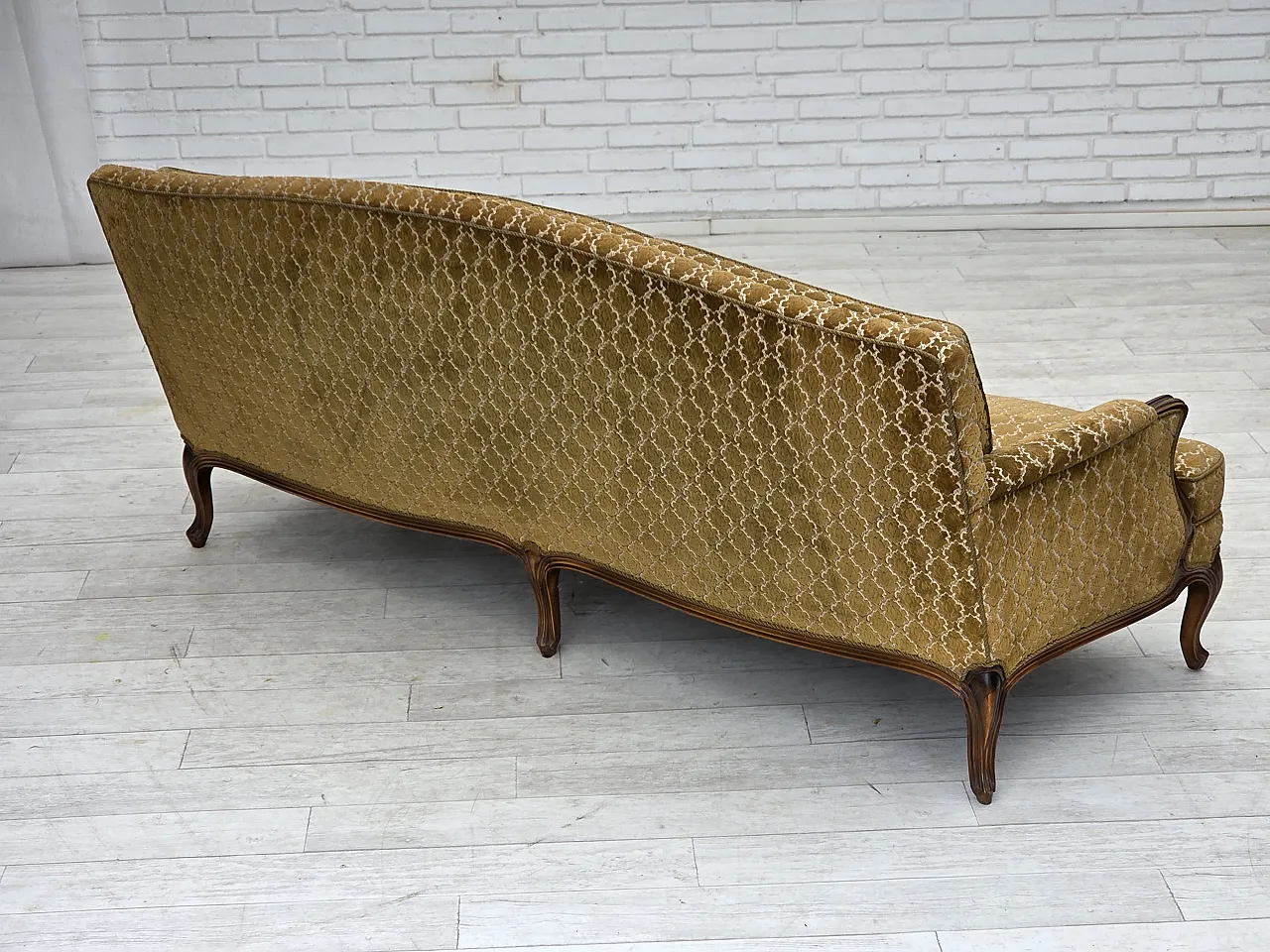 Danish 3-seater sofa, velour, carved ash wood, 1950s 13