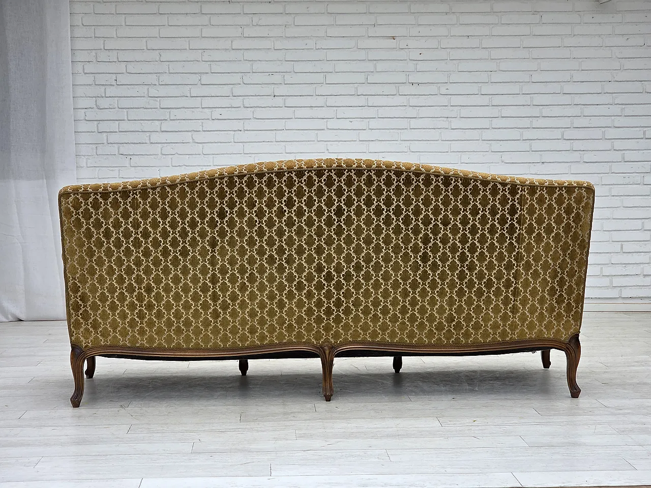 Danish 3-seater sofa, velour, carved ash wood, 1950s 15